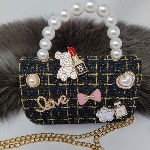 Mini Me Tweed Luxury Embellished Crossbody Purse